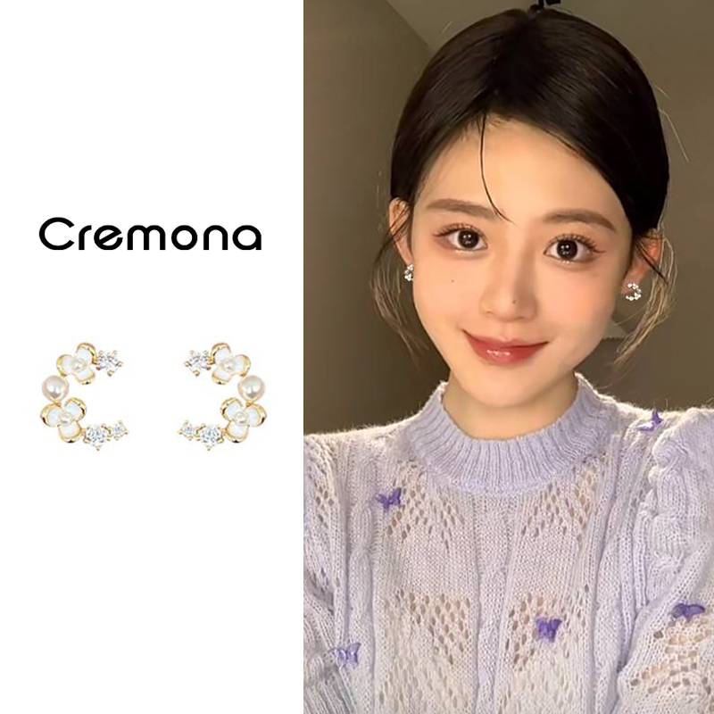 金色精致花朵蚊香盘耳夹女无耳洞