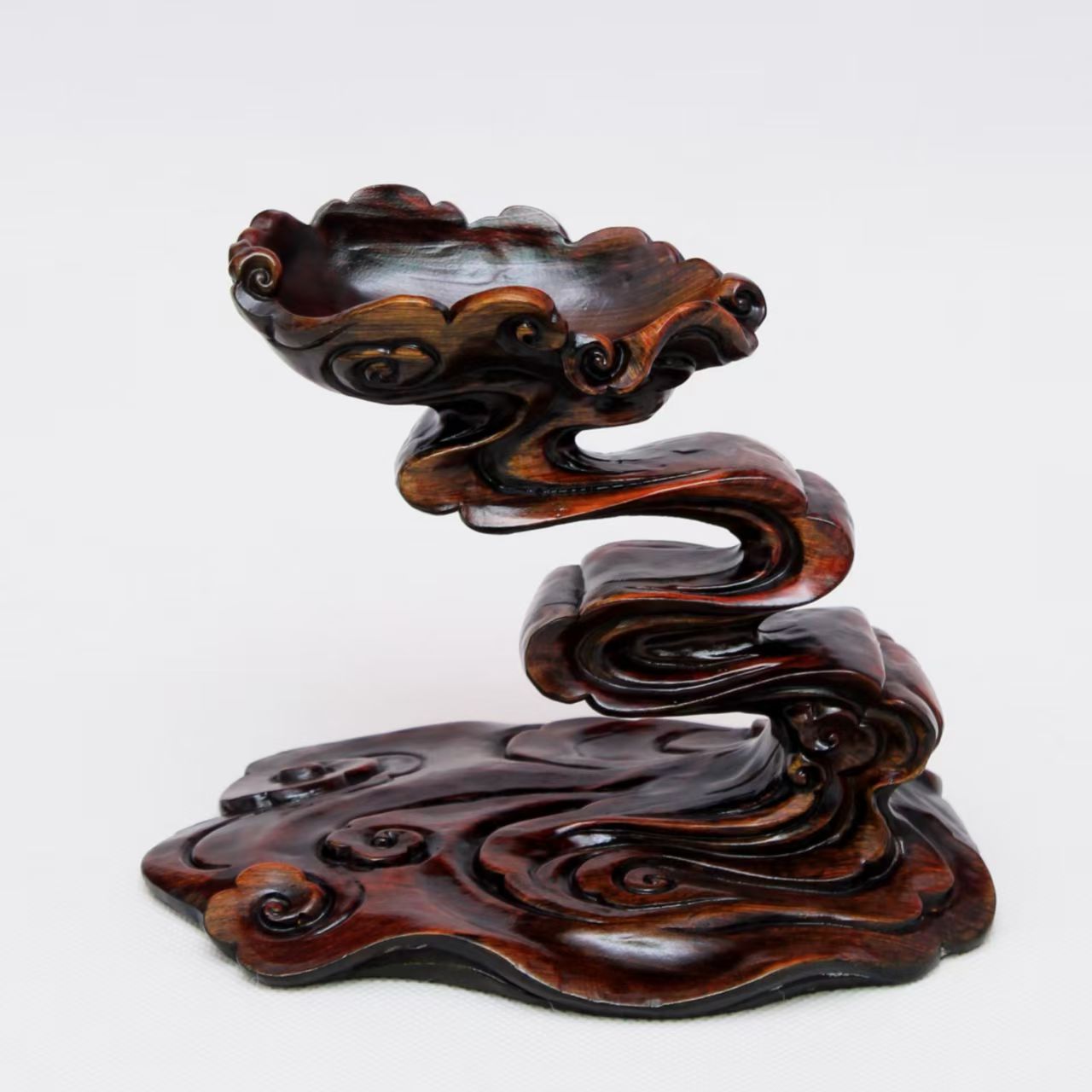 新款防实木树脂奇石底座中式几何图案石头摆件创意定型泥固定底座