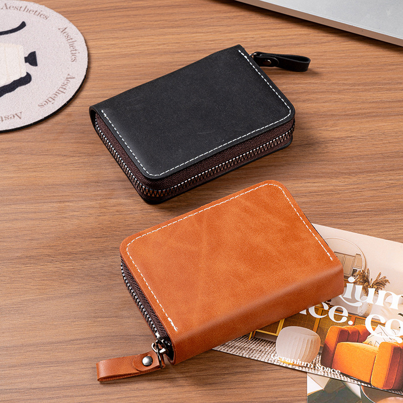 复古疯马皮2026新款卡包大容量多卡位卡夹身份证男士防盗刷零钱包