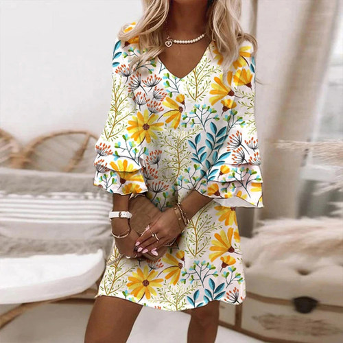 V-Neck Dress Ladies Loose Beach DressesV领连衣裙女宽松沙滩裙