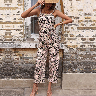 Loose Cropped Pants Vintage Sleeveless Jumpsuit宽松九分裤女