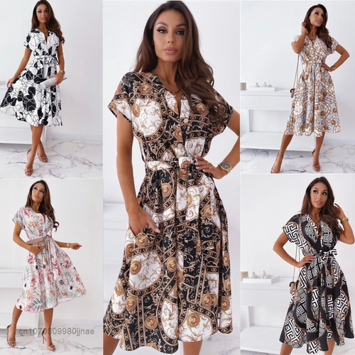Shirt Dress Elegant Fashion Ladies Length 衬衫连衣裙优雅女士