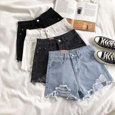 Thin and wide leg ripped denim shorts 显瘦阔腿破洞牛仔短裤女