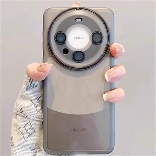 适用华为mate70pro手机壳透黑自带镜头膜mate60pro 硅胶M40E高级感简约女3保护套 软边全包防摔mate50pro新款