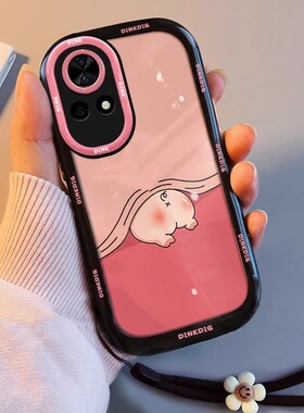 适用华为nova13pro手机壳新款花朵挂绳nova12ultra全包防摔卡通粉nova15pro网红女小猪nova14保护套硅胶n9Pro