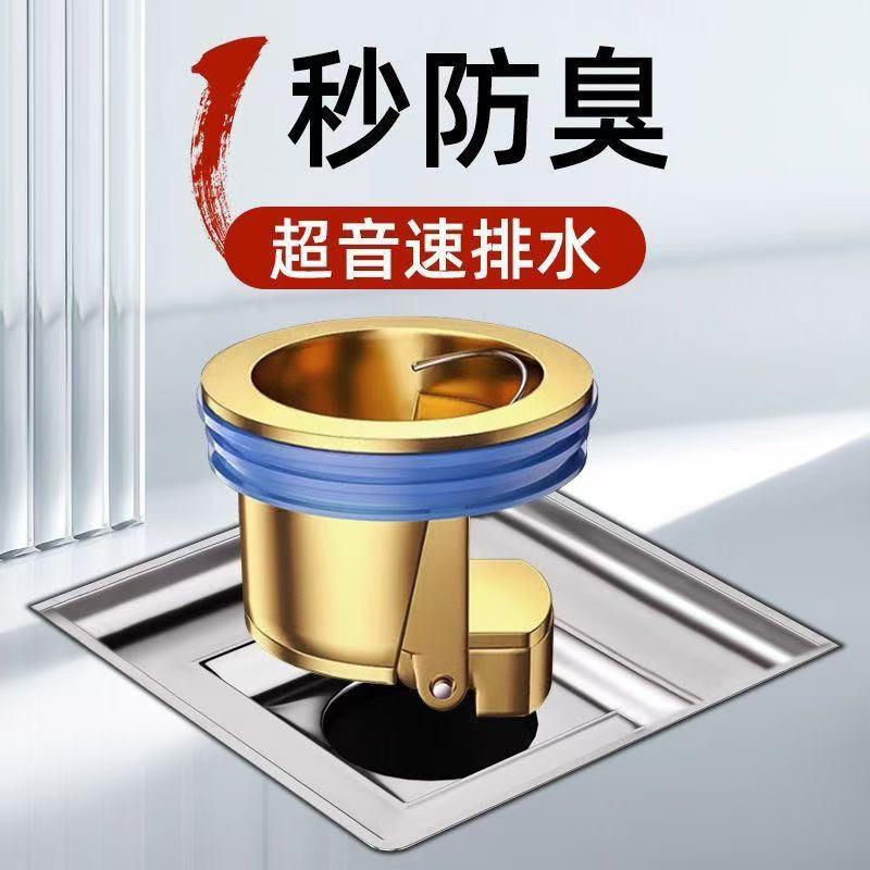 全铜地漏防臭器卫生间通用内芯止逆阀下水管道防返臭神器封闭口盖