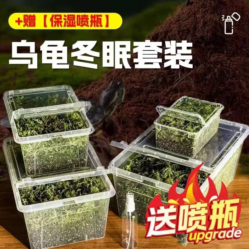乌龟冬眠箱专用椰土苔藓爬宠饲养盒寄居蟹过冬神器苔藓龟缸用品