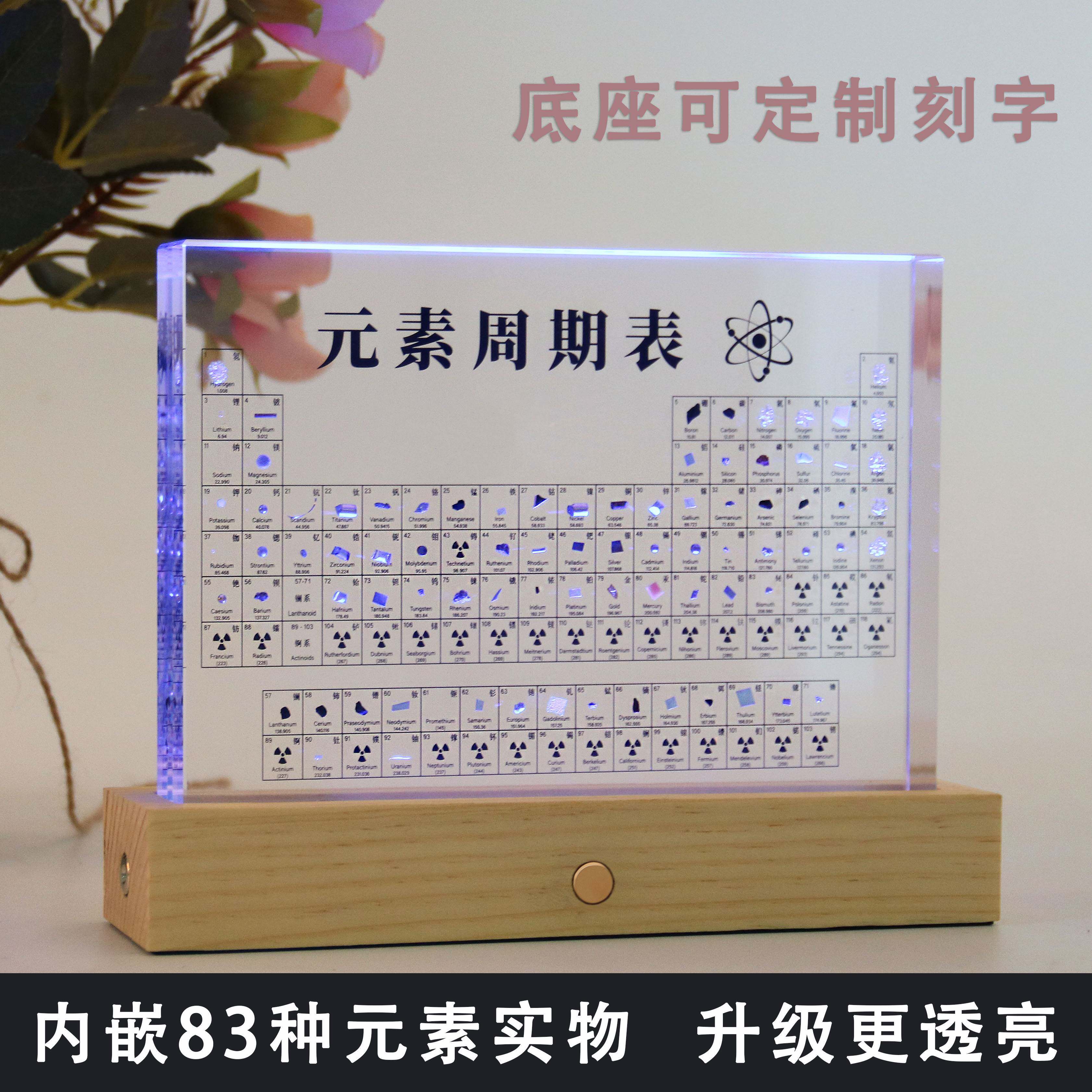 初中化学元素周期表元素实物摆件中英文亚克力铀矿石标本学生礼物
