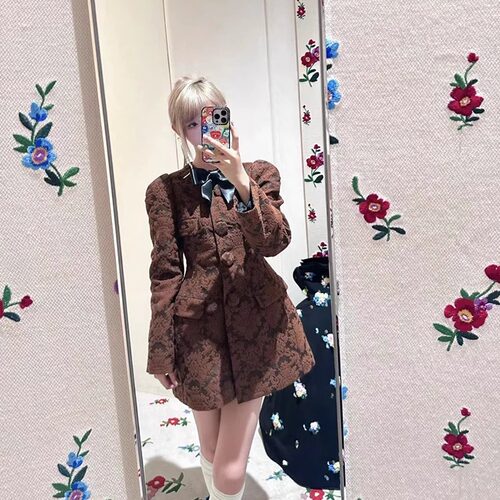 气质设计感蝴蝶结收腰通勤外套女