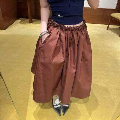 手缝腰饰松弛感减龄a字大摆伞裙