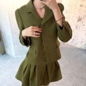 单排扣羊毛外套女 修身 shushu法式 复古通勤气质高智感正肩西装