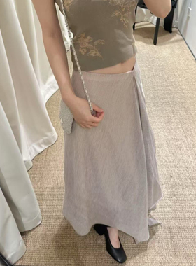 TE swaying优雅气质不规则设计多裙摆半身长裙简约高腰羊毛半身裙