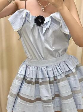 marchen法式设计小众精致优雅花束吊带上衣甜美少女感百褶半身裙