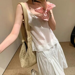 TE marchen刺绣花边微透小性感叠穿吊带背心高级感纯欲打底上衣女