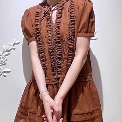 极繁旖丽风甜美正肩泡泡袖连衣裙