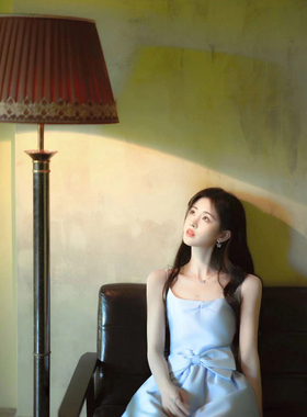 TE shushu甜美气质蝴蝶结收腰显瘦吊带连衣裙纯欲风通勤礼服短裙