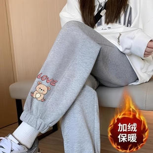 百搭保暖束脚灯笼裤 加绒加厚休闲裤 运动潮流宽松时尚 爆款 女秋冬季