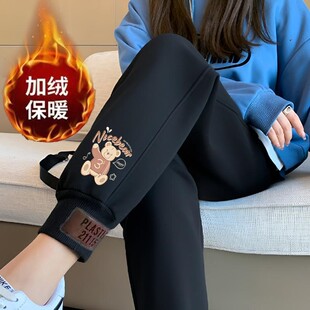 运动裤子女款秋冬季爆款显瘦宽松束脚哈伦裤时尚百搭加绒加厚卫裤