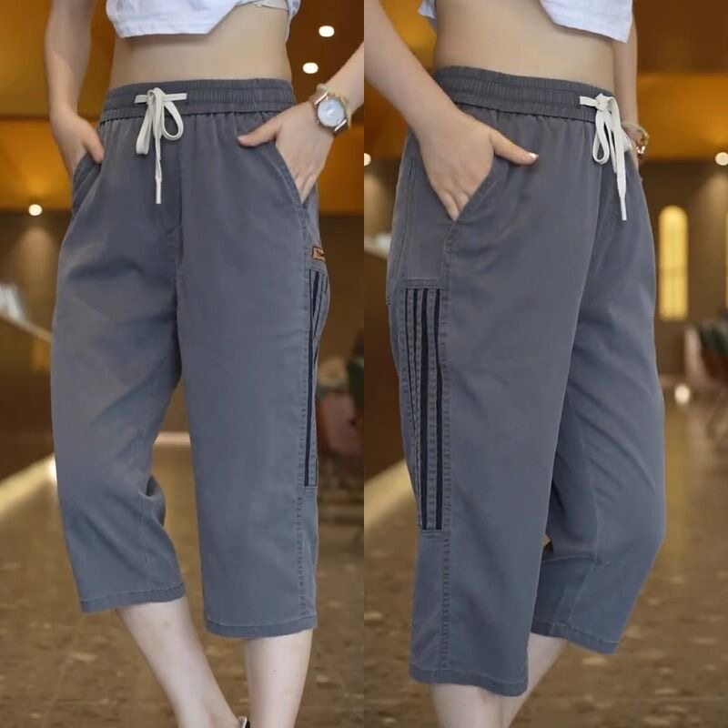 七分裤女士宽松运动短裤夏季薄款显瘦休闲裤时尚百搭大码直筒中裤