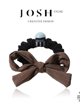 简约个性格纹蝴蝶结发圈扎发高马尾橡皮筋韩版百搭气质发饰不伤发