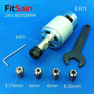 FitSain-雕刻机er11钻夹头DC24V 775电机8000转主轴延长杆高精度