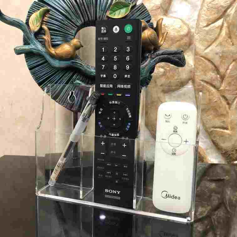 透明亚克力电视空调遥控器收纳盒挂墙盒手机充电壁挂盒挂壁置物架