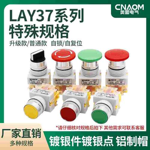 LAY37按钮两常开两常闭旋钮急停蘑菇头自锁自复位开孔22圆形开关