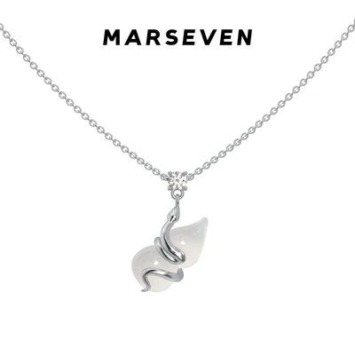 MARSEVEN 葫芦与蛇系列小蛇缠绕白玉髓葫芦项链S925银原创百搭