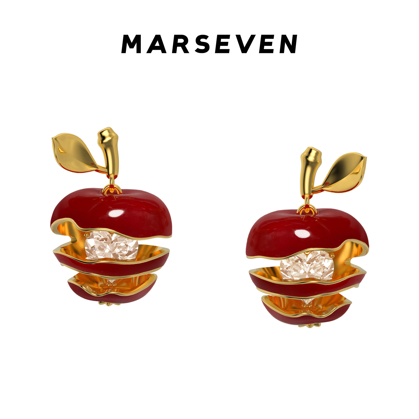 MARSEVEN 闪光派对系列苹果铃铛耳钉新年礼物复古甜美原创耳饰