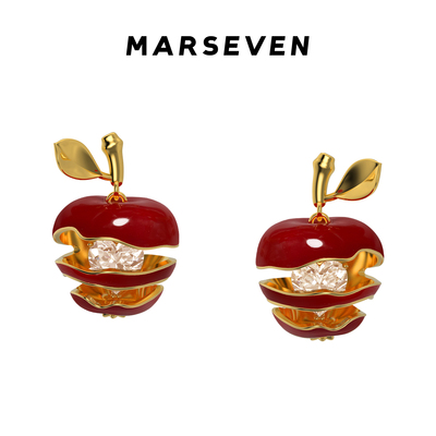 MARSEVEN 闪光派对系列苹果铃铛耳钉新年礼物复古甜美原创耳饰