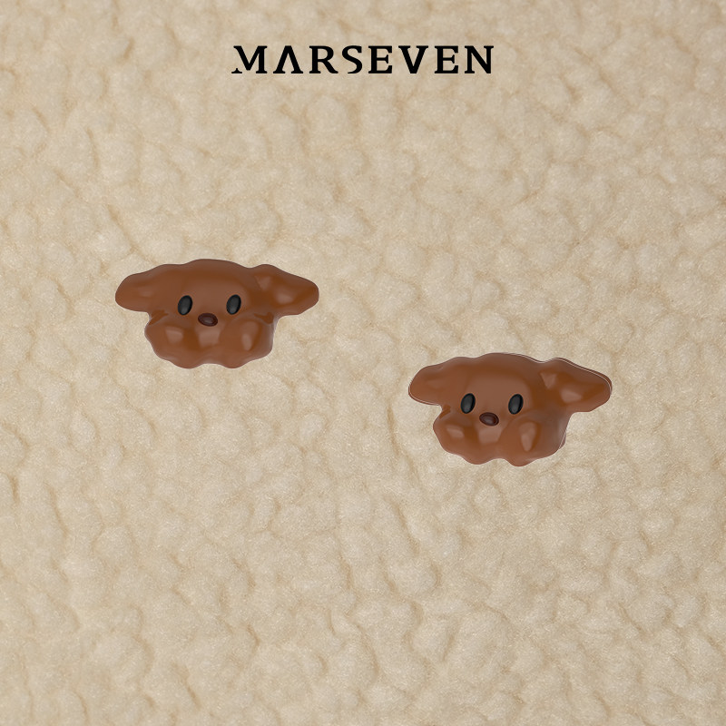 MARSEVEN mini小狗耳钉公益款925银珐琅可爱耳饰原创设计新品