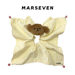 MARSEVEN 小狗系列小狗格纹方巾发圈高级感原创设计精致趣味发饰