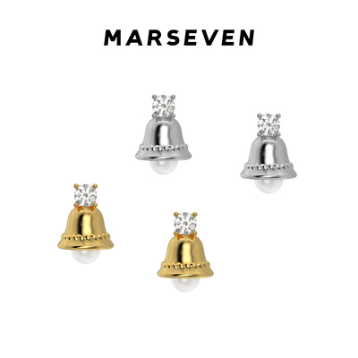 MARSEVEN 闪光派对系列mini风铃耳钉S925银小众原创简约女耳饰