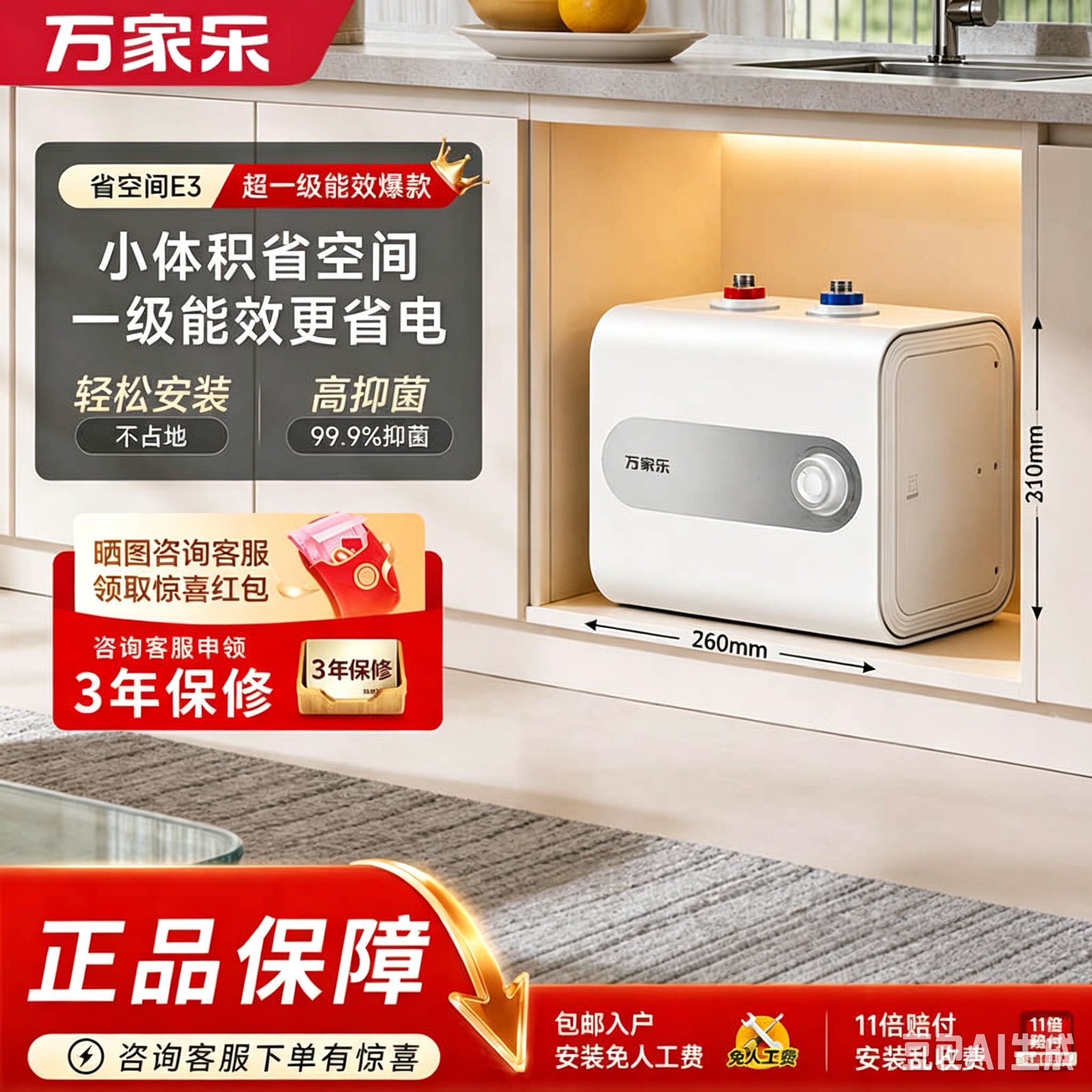 万家乐家用小厨宝储水式图片