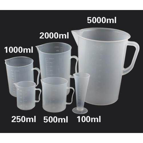 优质塑料量杯5000ml2000ml1000ml500ml250ml100ml50带把塑料烧杯