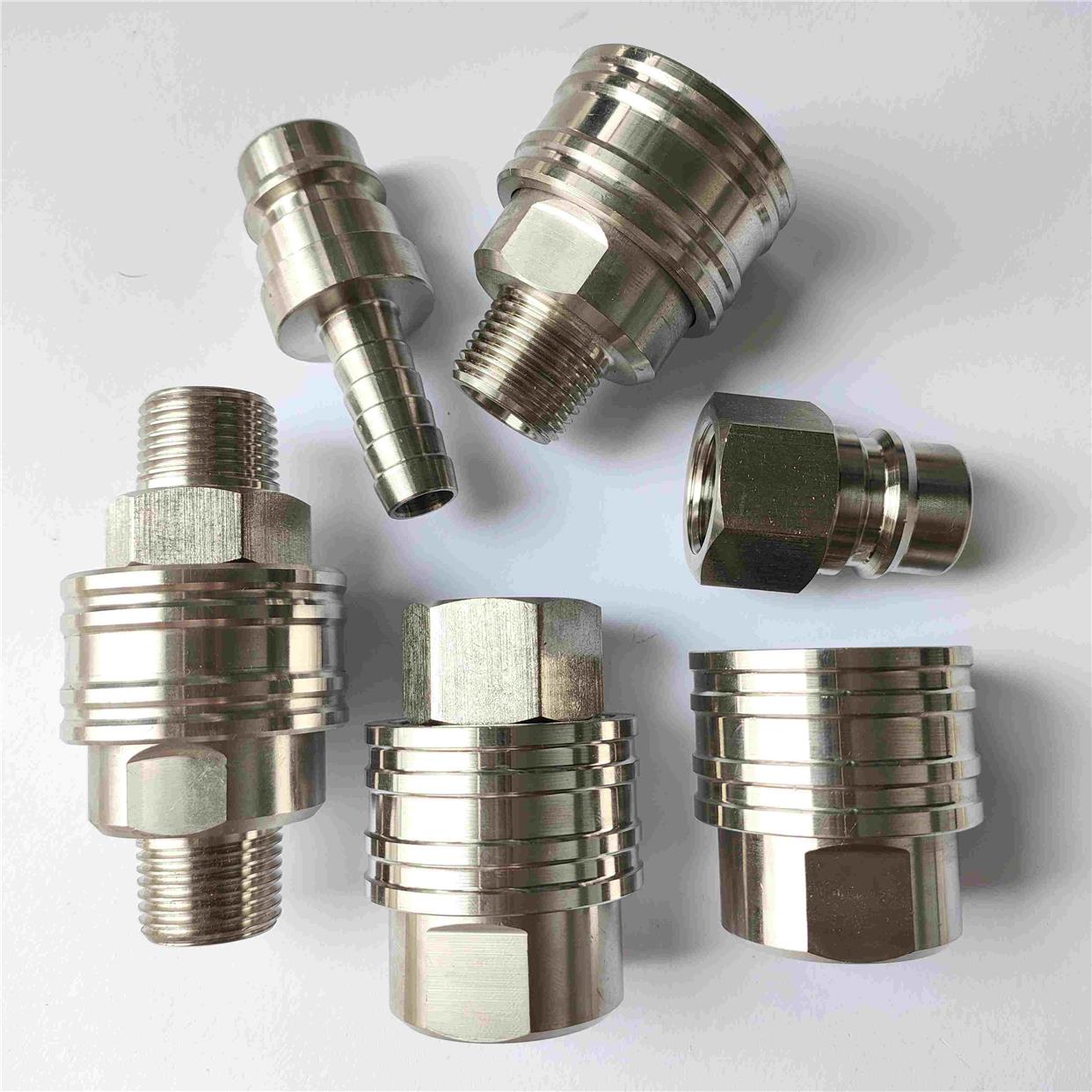 304不锈钢1/2寸钢珠紧锁直通液压快速接头4分开通快换接头DN15大