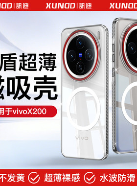 讯迪适用vivoX300Pro磁吸轻薄硬壳X200ProMIni手机壳新款透明不黄vivoX200S保护套镜头全包X200Ultra小巧高级