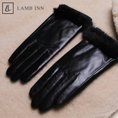 2025贝多芬黑珍珠水貂毛黑色真山羊皮皮手套加绒触屏骑行开车时尚