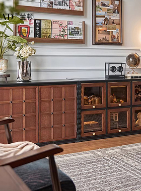 LDAD琪巧柜中古风电视柜客厅实木复古落地收纳储物柜一体模块组合