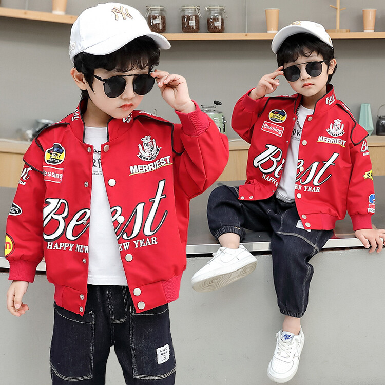 男童潮牌机车服外套2025春秋款儿童上衣炸街春装男孩超帅气赛车服
