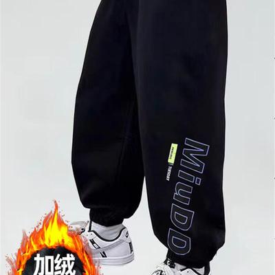 胖童裤子加绒加厚中大童男童运动裤2023冬装新款一体绒青少年童装