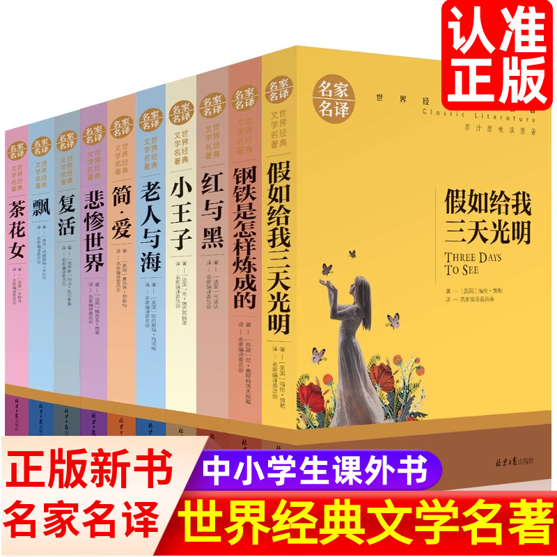 世界十大名著全10册原著正版新书假如给我三天光明 简爱 老人与海飘悲惨世界红与黑钢铁是怎样炼成的书籍初高中成人学生阅读课外书 书籍/杂志/报纸 世界名著 原图主图