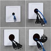 86型粘贴式 空白面带橡胶圈穿线板开关插座背景墙空白穿线圆孔盖板