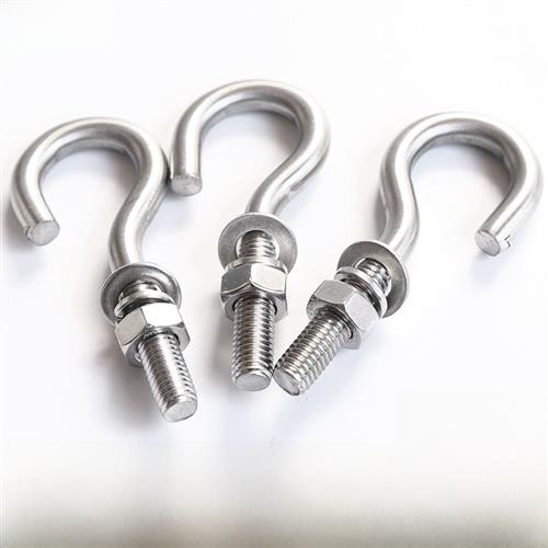 304不锈钢吊钩螺丝 问号螺丝 带挂钩螺栓羊眼钩子
