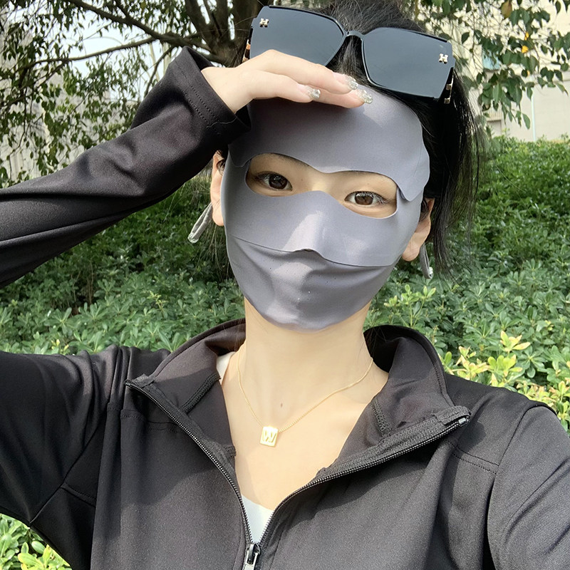 直柚 ~夏季无痕冰丝棉透气遮阳防晒全脸面罩女可拆卸防紫外线口罩