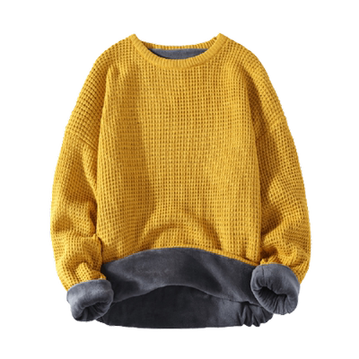 保暖毛衣男士上衣加绒加厚潮流宽松秋冬季低领圆领内搭打底针织衫