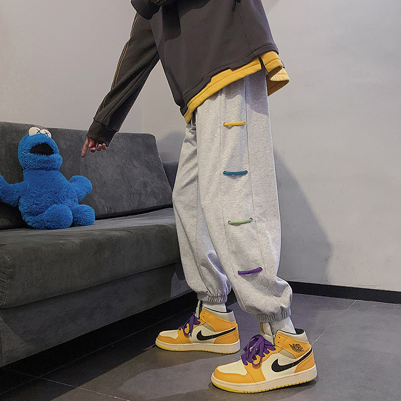 抽绳裤子男夏季薄款潮牌ins港风九分休闲裤9分宽松束脚痞帅运动裤