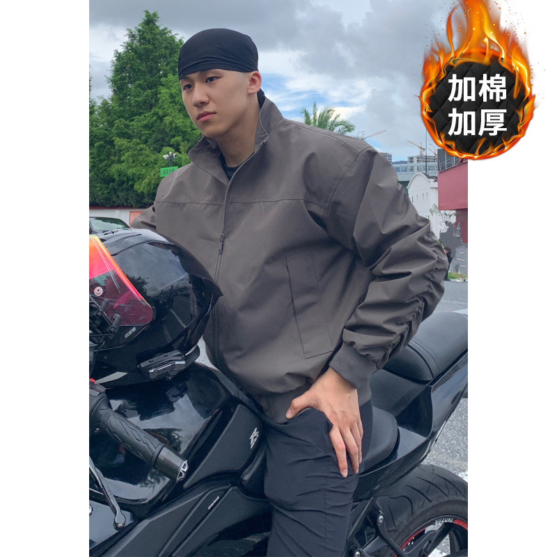 高级感痞帅正肩教练夹克男款秋冬美式硬汉风cleanfit立领棉服外套