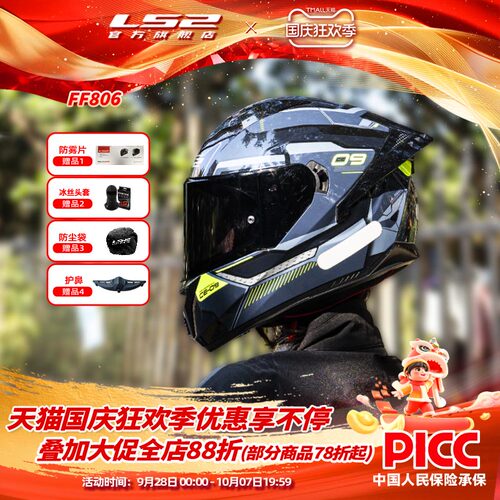 LS2摩托车双镜片大尾翼全盔