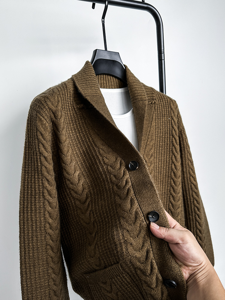 开衫毛衣男春秋加厚外穿针织衫上衣潮流百搭帅气商务翻领V领外套